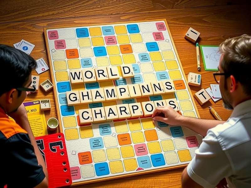 Scrabble विश्व चैम्पियनशिप के फाइनल मैच का दृश्य