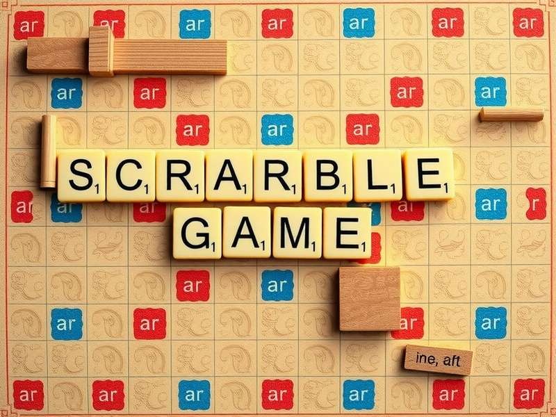 Scrabble Game Board with Wooden Tiles