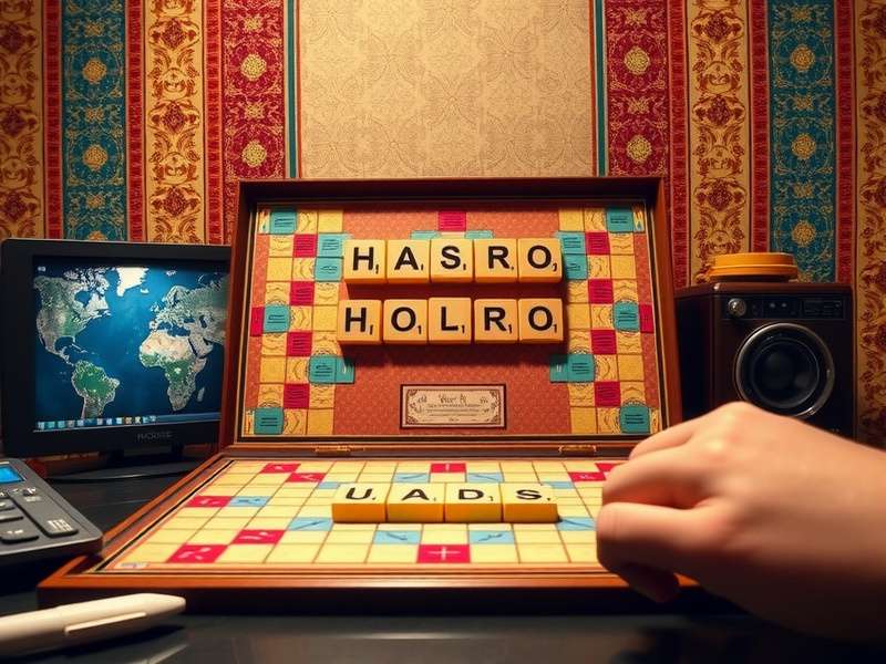 हैस्ब्रो स्क्रैबल ऑनलाइन गेम बोर्ड कंप्यूटर के साथ
