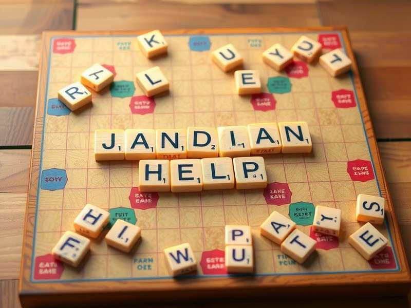 स्क्रैबल बोर्ड गेम के टाइल्स और बोर्ड का दृश्य