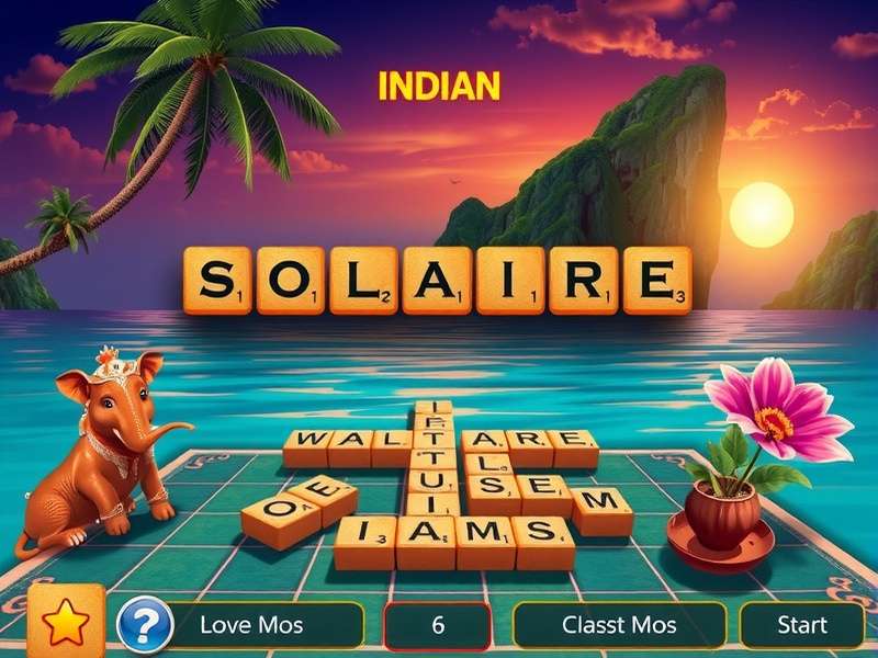 एक युवा भारतीय Scrabble सॉलिटेयर मोड में खेलते हुए