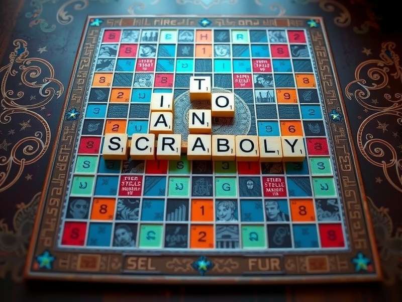 Scrabble UK संस्करण बोर्ड गेम की तस्वीर, जिसमें टाइल्स और स्कोरिंग ग्रिड दिखाई दे रहा है