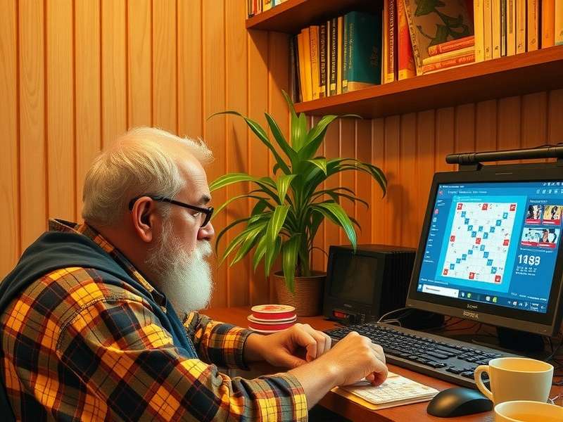 कंप्यूटर के खिलाफ स्क्रैबल खेलते हुए एक खिलाड़ी