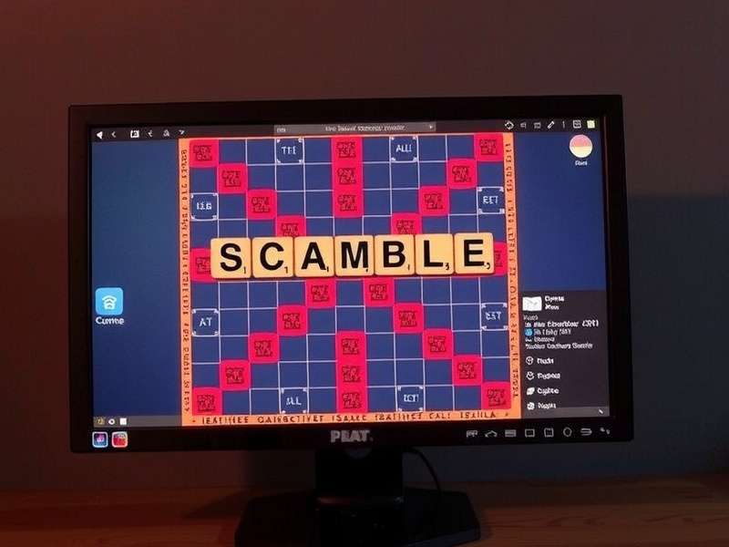 कंप्यूटर के खिलाफ Scrabble खेलते हुए व्यक्ति