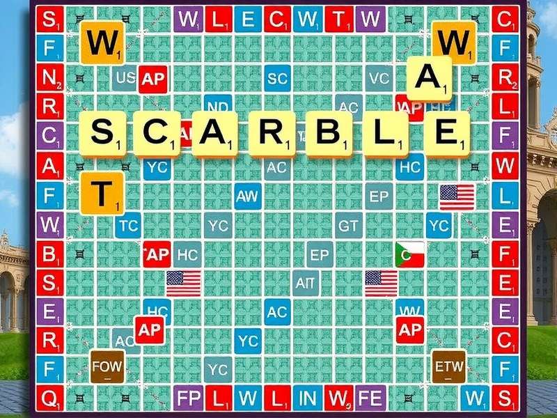 Scrabble board with tiles arranged to spell the word CHECKER