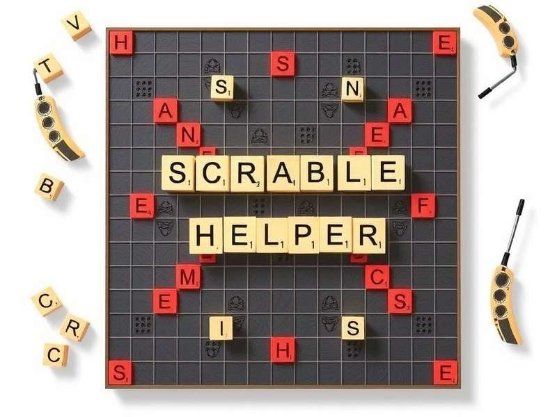 Scrabble tiles arranged to spell the word HELPER on a wooden board