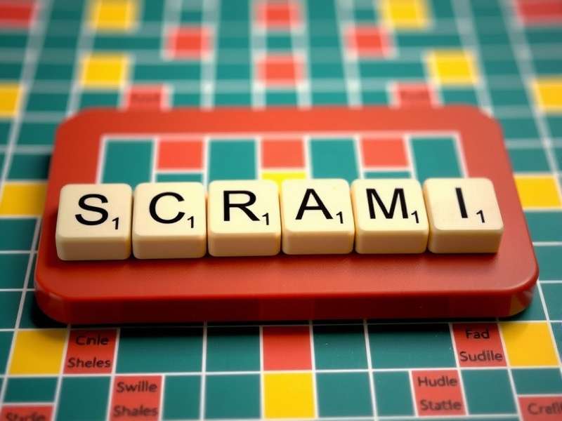 Scrabble Slam card game in progress on a wooden table