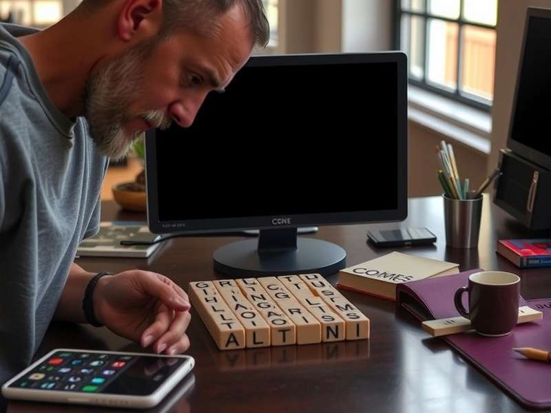 Indian Scrabble champion analyzing computer gameplay on digital board