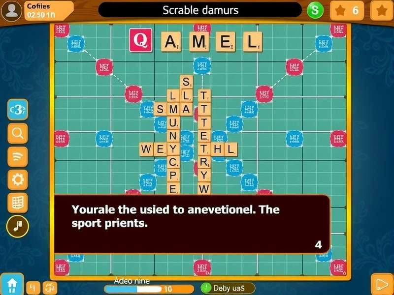 Professional Scrabble board setup with tiles on a wooden table