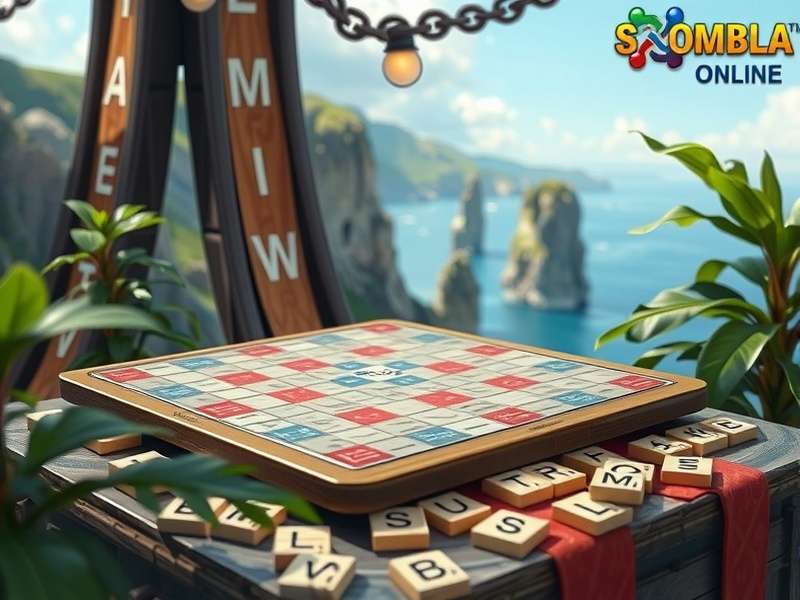 Scrabble tiles arranged creatively on wooden board