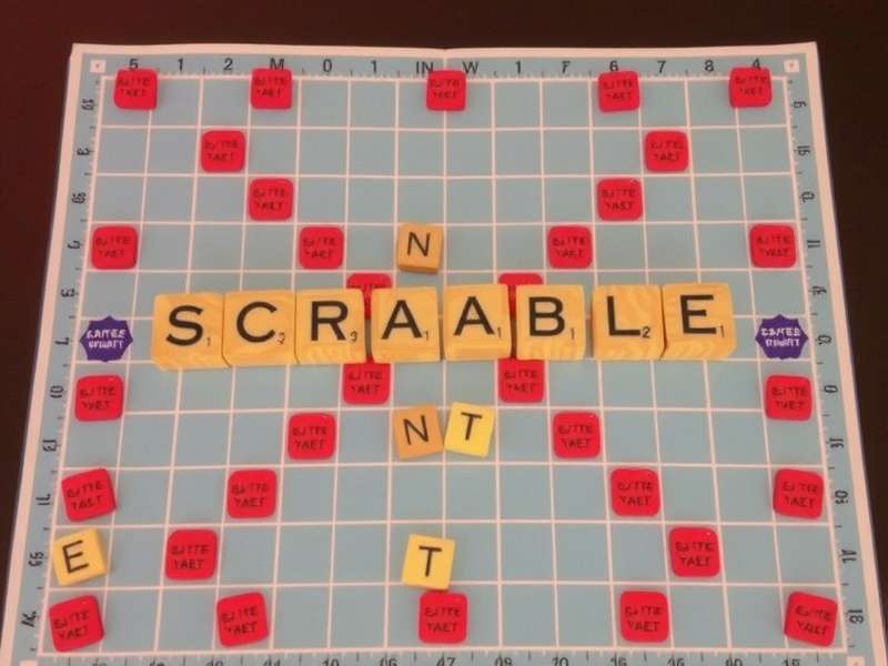 Scrabble tiles arranged on a digital tablet with Indian decor in background