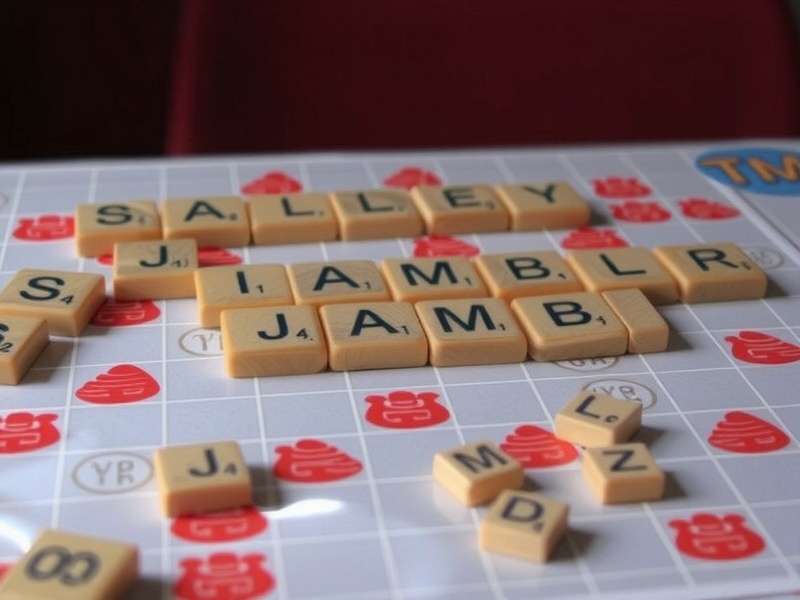 Scrabble board game tiles arranged to spell 'Jambola'