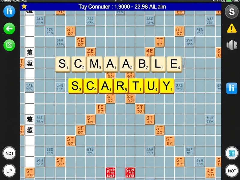 Digital Scrabble game board with computer interface showing word placement strategies