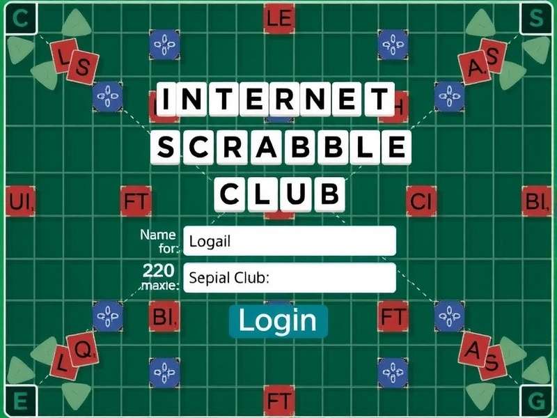 Internet Scrabble Club Login Screen on laptop and mobile device