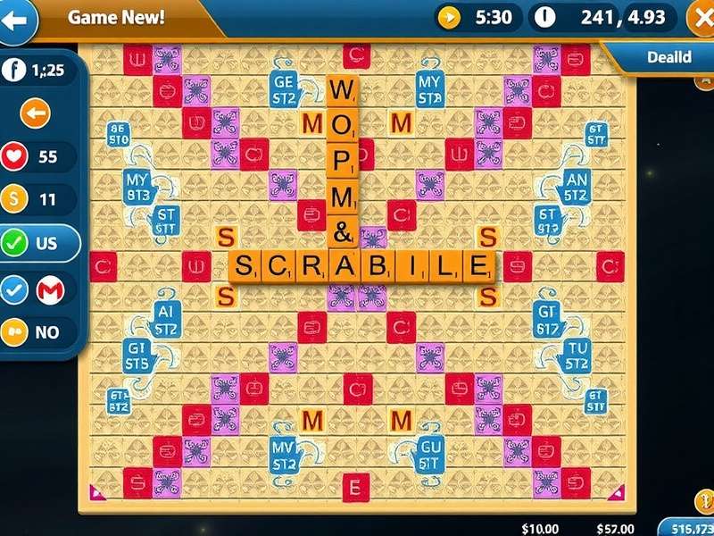 Competitive Scrabble game in progress with focused players