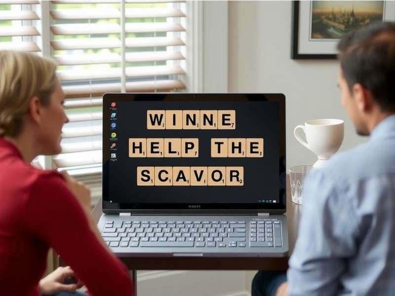 Scrabble board game setup with wooden tiles on a table