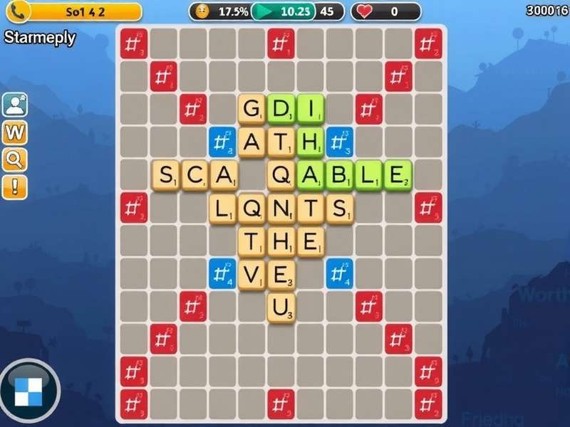 Scrabble board with tiles arranged for high score