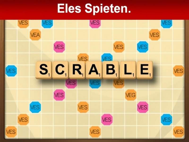 A person playing Scrabble with German tiles on a wooden board