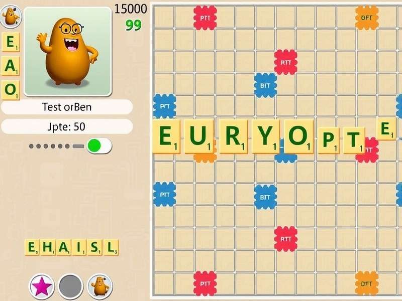 Scrabble Online Funky Potato game interface showing unique tile distribution and scoring system