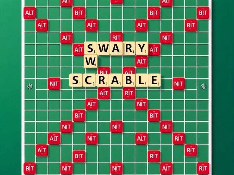 Scrabble board game with tiles arranged to form words during online play against computer