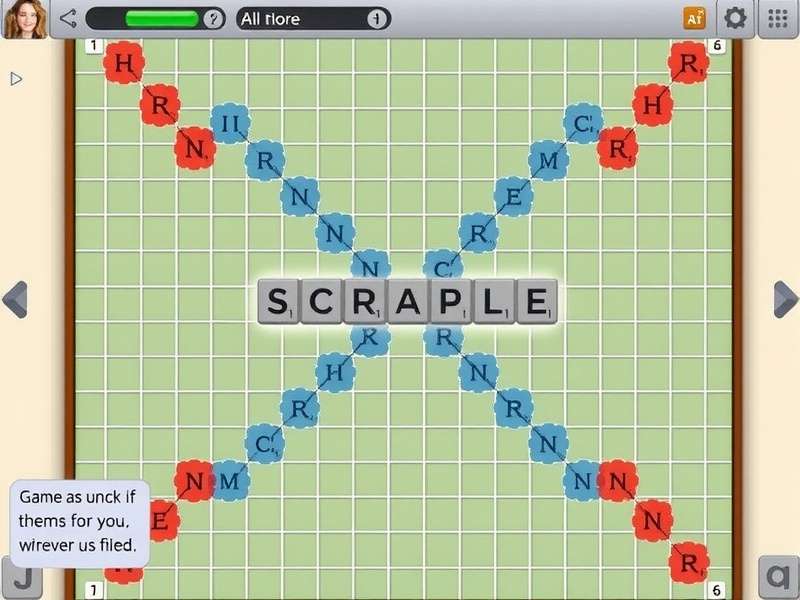 Scrabble online play against a computer – AI opponent interface with word tiles on a digital board