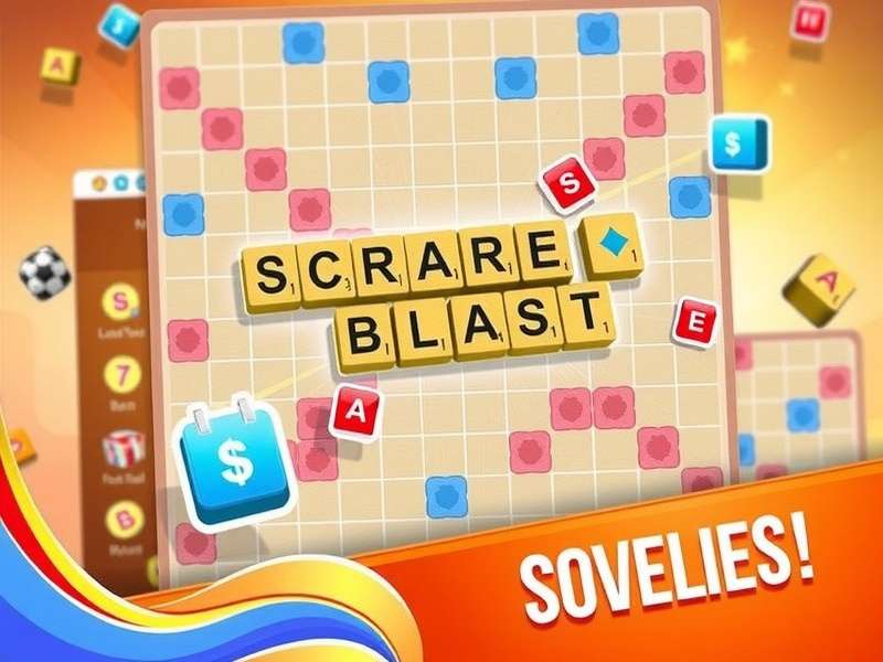 Scrabble Blast free online play interface showing word tiles and scoring board