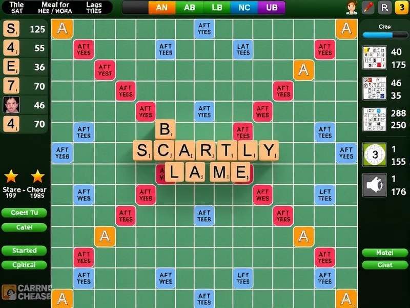 Scrabble Online Multiplayer game board with tiles and score display