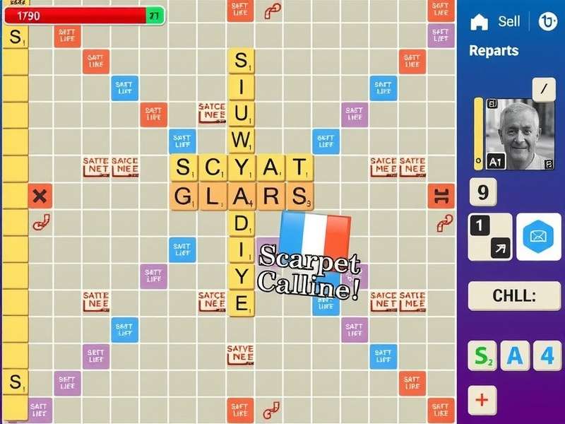 Scrabble online against computer opponent interface showing a word game board with AI opponent