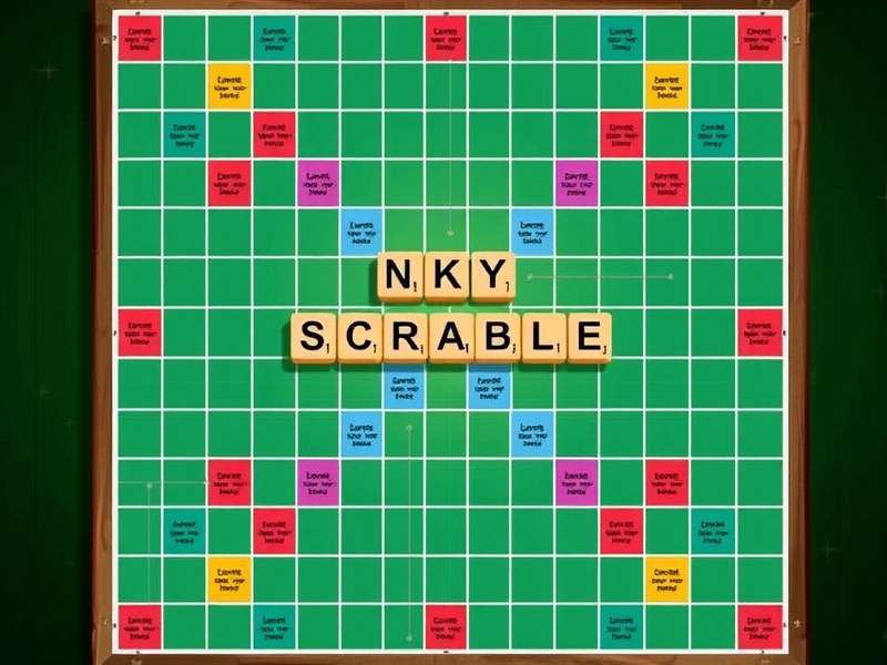 Scrabble Online UK championship board with premium tile placement and score tracking overlay