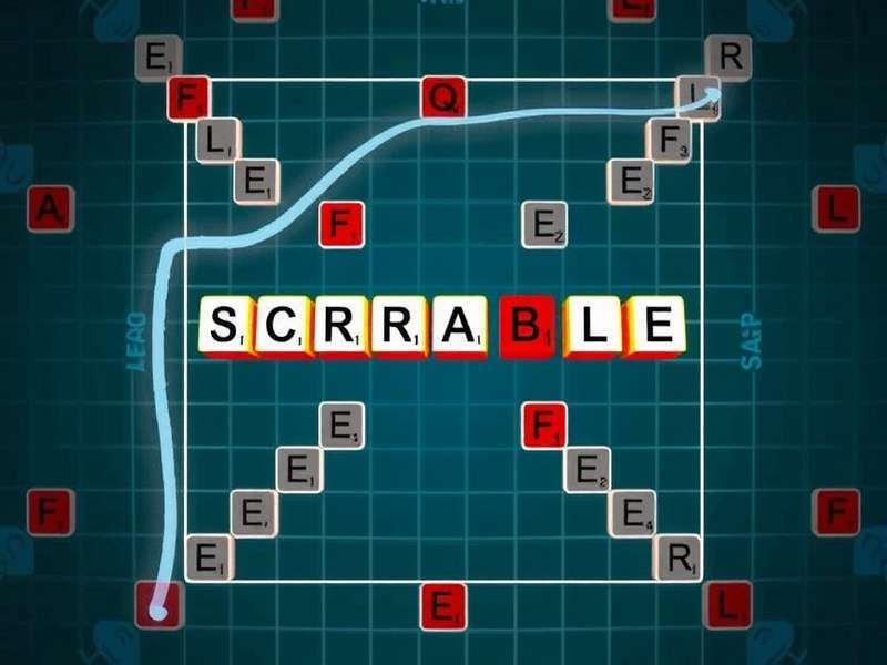 Scrabble Online UK game board with tiles and rack, showcasing a competitive match setup